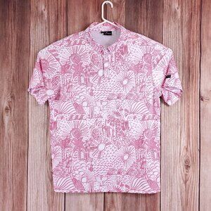 Yatta Golf Mens XXL Shaka Life Hawaiian Tropical Hula White Red Pink Polo Shirt